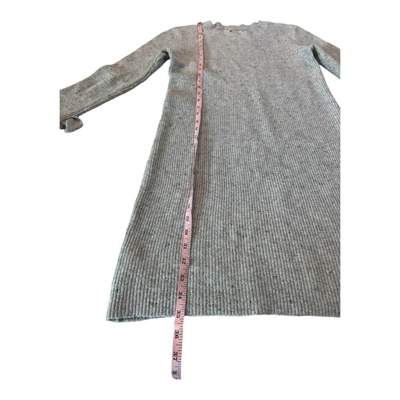 LOFT Speckled Lt Grey Crewneck Knee Length Sweater Dress with Tie Cuffs - Picture 2 of 14